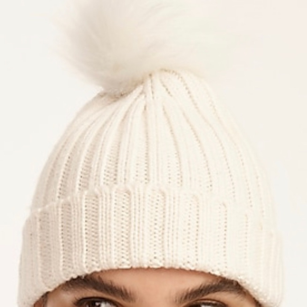 NWT J Crew Ribbed pom-pom beanie